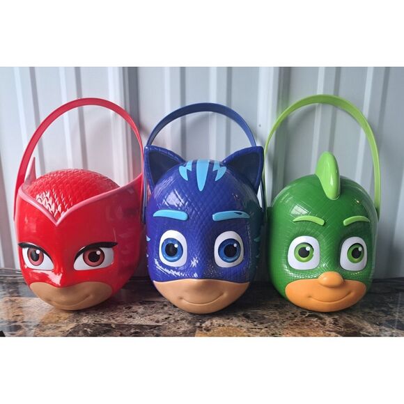 3 PJ MASKS  Halloween Easter Candy Plastic Bucket Pails - Picture 1 of 10